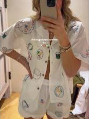 Jane + Delancey Embroidered Button-Up | Size M